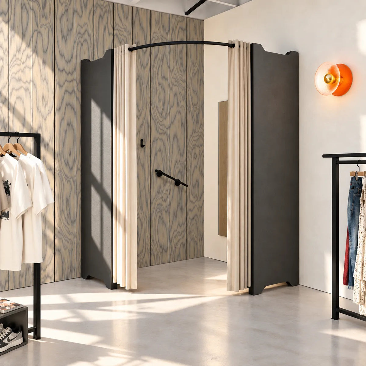 Accessible corner fitting room Ø 150 cm