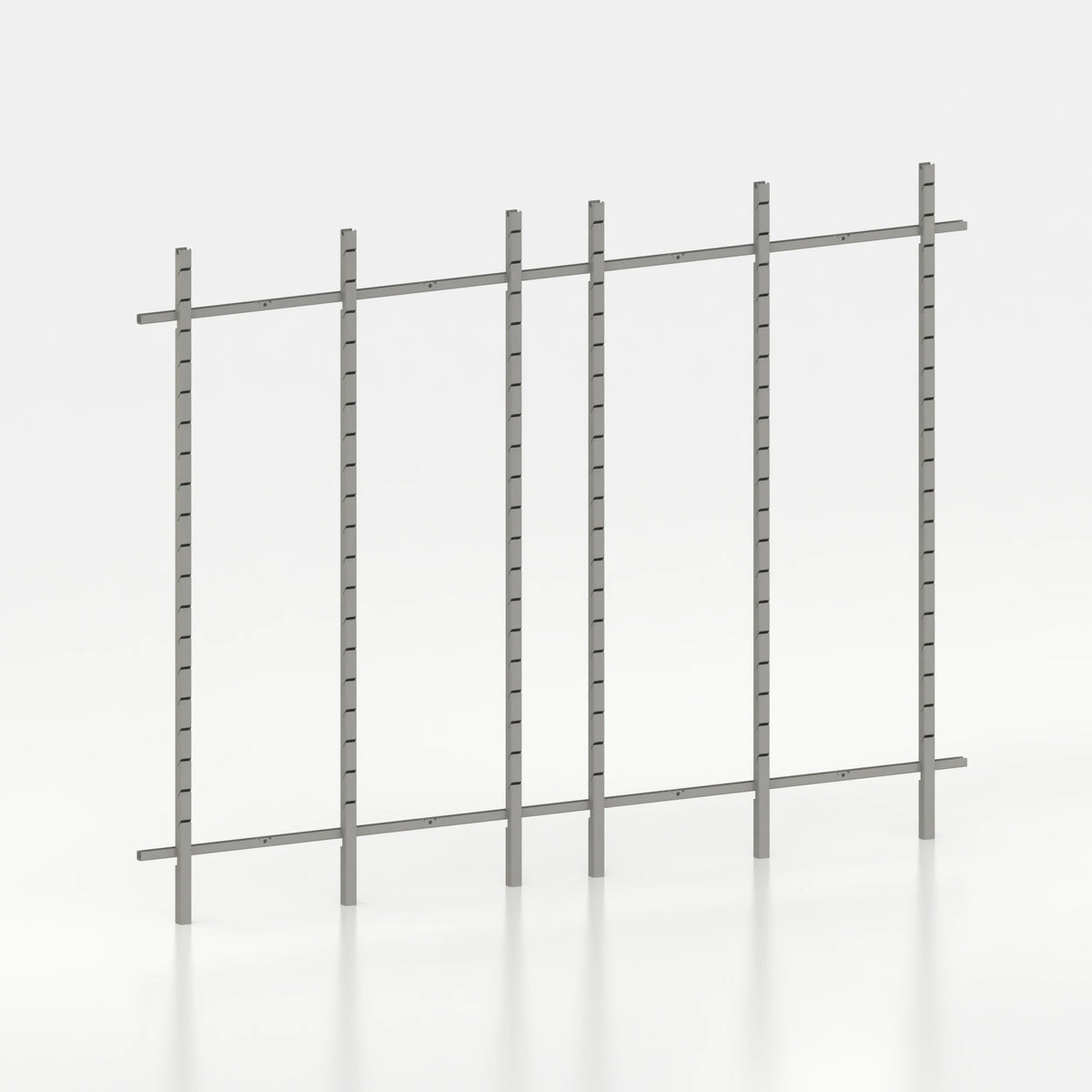 Kit d'agencement linéaire 300 cm avec montants Poto pour boutique — coloris gris