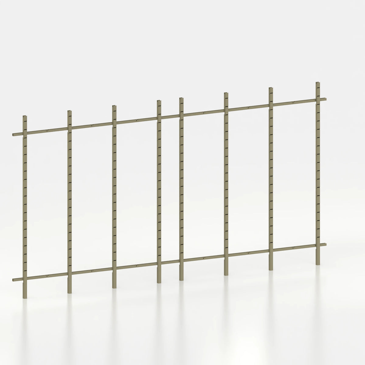 Kit d'agencement linéaire 420 cm avec montants Poto pour boutique — coloris kaki