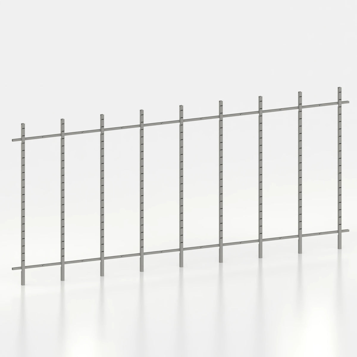 Kit d'agencement linéaire 510 cm avec montants Poto pour boutique — coloris gris
