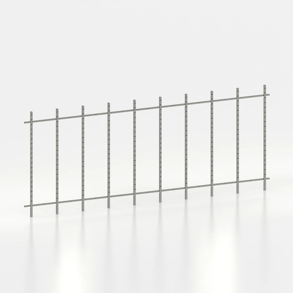 Kit d'agencement linéaire 570 cm avec montants Poto pour boutique — coloris gris