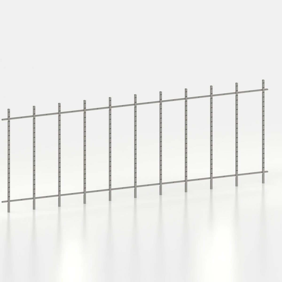 Kit d'agencement linéaire 600 cm avec montants Poto pour boutique — coloris gris